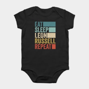 Funny Eat Sleep Leon Russell Repeat Retro Vintage Baby Bodysuit